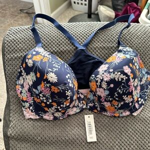 NWT Adore Me front clasp bra, floral/lace, underwire, racerback/T-Strap